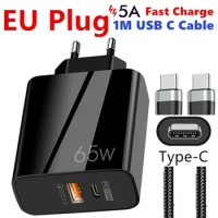 Supercharge USB Type C QC 3.0 65W PD fast Charge For iPhone Samsung Xiaomi Huawei Universal Quick Charger