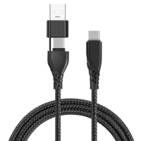 65W USB Type C Cable USB-A/USB C To Type C 2 in 1 Fast Charging Cable For Huawei Samsung Xiaomi 5A USB C Data Cord Type C Cable