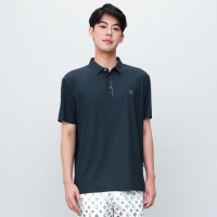 【oillio 歐洲貴族】男裝 短袖涼感POLO衫 休閒POLO 彈力透氣 抗皺(藏青色 法國品牌)