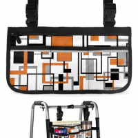 Nordic Retro Medieval Geometric Abstract Orange Wheelchair Bag Armrest Side Bags Electric Scooter Wa