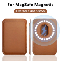 For Magsafe Leather Magnetic Wallet Case For iPhone 14 12 15 13 Pro Max Magnetic Card Bag Cover Samsung S23 S22 Ultra Accessory