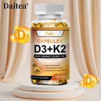 Daitea Vitamin D3 K2, 5000 IU (125 mg) Suplemen Vitamin D untuk Kesihatan Tulang, Gigi, Otot, dan Si
