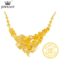 JLZB 24K Pure Gold Necklace Real AU 999 Solid Gold Chain Beautiful Upscale Trendy Classic Party Fine Jewelry Hot Sell New 2023