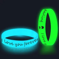 100pcs Custom Bracelets Silicone Glow-in-the-Dark Wristbands Luminous Bangles Printing Logo/Text Wristband Rubber Bands Gift
