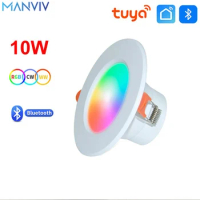 MANVIV LED Downlights Bluetooth Ceiling Lamp 10W LED Spot Light AC90V-240V Recessed Round RGB Light Dimmable bathroom bedroom