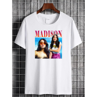 T-shirt bootcut gaya vintaj Madison tahun 1990-an dengan grafik “Beer Silence Between Songs”, pakaia