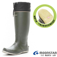 【MOONSTAR 月星】露營園藝雨靴_3E 寬楦/長筒雨鞋.水陸兩用鞋(MSRLS049 橄欖綠)