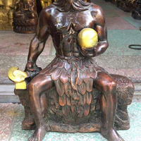 盤古神像純銅擺件居家大號盤古開天地黃銅雕塑復仿古盤古大帝
