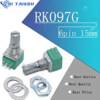 5pcs RK097G 5K 10K 20K 50K 100K 500K B5K with a switch audio 6pin shaft 15mm amplifier sealing potentiometer