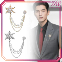 Brooch Rantai Bros Kerah Kemeja Bros Mutiara Premium Lapel Pin Bros Bros Rantai Baju Bros Rantai Baj