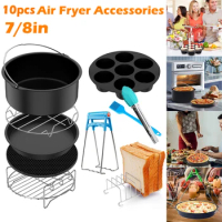 10 Pcs Air Fryer Accessories Set Food-grade Air Fryer Accessories Fit All Airfryer 3.7/ 5.8QT Kitchen Accessories Air Fryer Oven