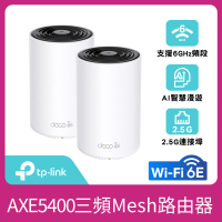 TP-Link 二入組-Deco XE75 Pro WiFi 6E AXE5400 2.5Gbps三頻真Mesh 無線網路網狀路由器(分享器)
