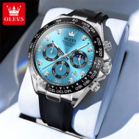 OLEVS 2875 Men Watch Quartz Top Waterproof Luminous Watch Men Three Small Dial Sport Wristwatch Chro