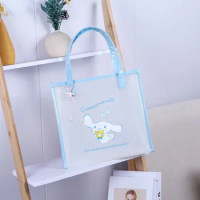 Kawaii Sanrio Cinnamoroll Transparent Tote Bag Cartoon Jelly Waterproof Student Outing Beach Swimming Bag Book Bag Tote Bag