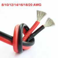 1 meter 8AWG 10AWG 12AWG 14AWG 16AWG 18AWG 20AWG Soft Silicone Wire Heatproof Silica Gel Cable Copper USA standard Flexible