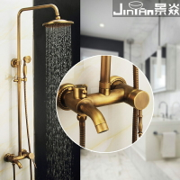 景焱古銅色復古全銅淋浴花灑套裝衛生間仿古純銅歐式淋雨噴頭套裝