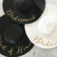 personalized text Bride beach wedding floppy Mrs Sequin Sun Hats Just married Drunk in love Honeymoon bridal party gifts favors