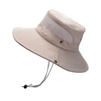 Unisex Summer Men Mesh Breathable Bucket Hat Anti-UV Fishing Hat Visors Foldable Panama Hat UV Protection Worksite Hat Sun Hat