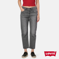 Levis 女款 501高腰合身直筒牛仔長褲 / 精工灰色石洗 / 及踝款 彈性布料