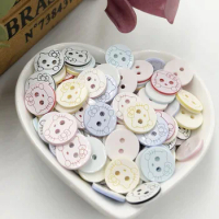 50/100pcs Cartoon Cat Pattern Resin Sewing Buttons Cute Mixed Color Round Shape Button For Baby Kids Clothes DIY PT253