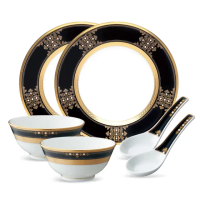 【NORITAKE】壯麗花海系列-雙人六件碗盤湯匙套組(獨家禮盒組/骨瓷/日本製)