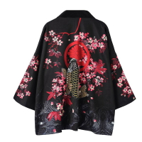 男女裝新品防曬服日系浮世繪鯉魚道袍男復古和服七分袖襯衫開衫