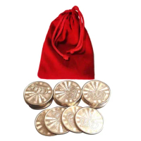 10pcs 25*1.85mm Brass Token Coin In High-quality cloth bag Arcade Game Machine Coin Pentagram Crown Token Coins