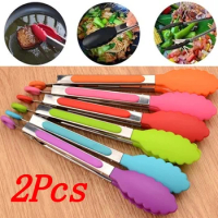 1PCS Kitchen Cooking Salad Food Clip Barbecue Tongs Stainless Steel Handle Appliances BBQ Tools