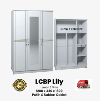 Lemari Pakaian 3 Pintu Olympic LCBP Lily-Baju-Wardrobe Putih