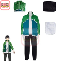 Akira Tendou Cosplay Costume Zom 100 Bucket List of The Dead Akira Cosplay Green Sportwear Jacket and Cosplay Wig