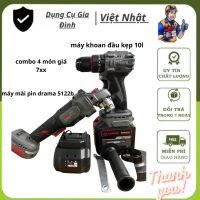 Combo THPRO Máy Mài DRAMA, Máy Khoan TH7721AK Kèm Pin 20Cell Sạc - Động Cơ Không Chổi Than, Chân Pin