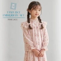 Harlow Kids Tania Lace Embroidery Set - Setelan Dress Anak Perempuan M Pink Lace
