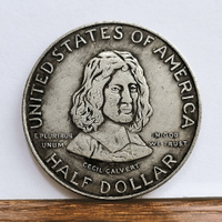 1634美國馬里蘭州三百周年紀念半美元硬幣 古銀幣外國錢幣50美分
