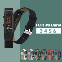 Leather Strap for Xiaomi Mi Band 3 / 4 / 5 / 6 Universal Replacement Wristband