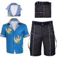 Cloud Strife Cosplay Final Cos Fantasy Costume Adult Men Beach T-shirt Short Sleeve Shirt Shorts Outfits Halloween Carnival Suit
