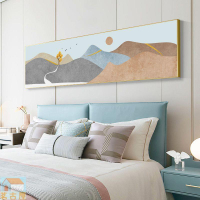 現代簡約抽象莫蘭迪ins風版畫幾何山丘風景巨幅床頭墻掛畫裝飾畫