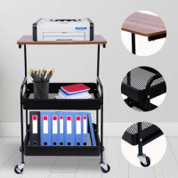 Mobile Printer Stand 3 Tier Small Printer Table for Home Office Small Space Multipurpose White Rolling Printer Cart with Wheels