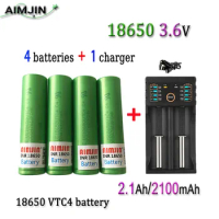 New original 18650 VTC4 3.6V 2100mAh battery For Us 18650 30A toys tools flashlight battery+USB Charger