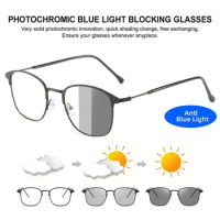 Anti Blue Light Photochromic Glasses Men Women UV400 Sunglasses Anti Radiation Lens Computer Eyeglasses Gaming Eyewear