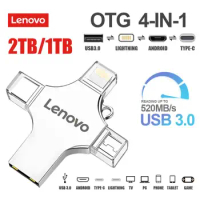Lenovo USB 3.0 Flash Drive 2TB 1TB 512GB 256GB 128GB Type-c 4 In 1 Pendrive High Speed USB Stick Waterproof For ps4 ps5 laptop
