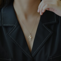 純銀十字架項鏈女夏輕奢小眾設計感鎖骨鏈飾品情人節禮物掛件男潮