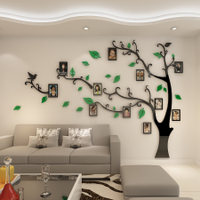 （HOT）3D Acrylic Tree Photo Frame Wall Stickers Crystal Mirror Stickers Paste On TV Background Wall DIY Family Photo Frame Wall Decor