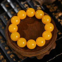 Natural old beeswax color bracelet single circle chicken oil amber yellow honey for men and women folk style beads accessories.