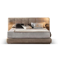 Italian Minimalist Fabric Lawrence Bed Bedroom Modern Minimalist Double Bed 1.8 M Leather Bed Marriage
