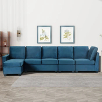 [Video courtesy] [NEW] 138*57" Modern L-Shaped Sectional Sofa, 6 Seater Velvet Fabric Sofa with Convertible Chaise Long,3 Colors