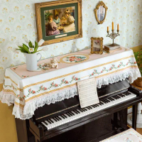 French American Piano Cover Light Luxury Fresh Dustproof Half Cover Electric Piano Cover Cloth Piano Bench Plush Full Rural