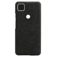 Phone Shell Cloth Pattern Leather Case Google Pixel Anti Drop Protective Cover Suitable for Google Pixel 4A(Black)