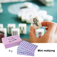 Mini Mahjong Game Sets Chinese Traditional Mahjong Sets With 144 Tiles And 2 Dice Leisure Table Game For Travel Family Friends