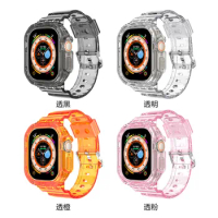 Fashion Color Transparent Case Watch Band for Apple iWatch S8 Ultra Strap Smart Replacement Watch 49MM Watch Case