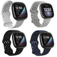 4 Pieces/Pack Strap for Fitbit Sense Bands and Fitbit Versa 3 / Versa 4 Silicone Flexible Breathable Waterproof Watch